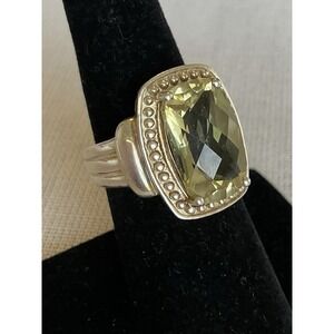 925 Sterling Silver Lemon Quartz Ring Size 6 Vintage Estate Jewelry